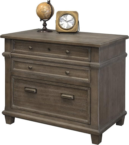 Martin Furniture Lateral File, Weathered Dove & Writing Desk, Weathered Dove - LeafyLoom