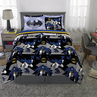 Franco Kids Bedding Super Soft Comforter and Sheet Set with Sham, 7 Piece Full Size, Batman - LeafyLoom