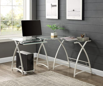 NicBex Laik-DW-00063-DX Desks, 51" W x 51" D x 28" H, White - LeafyLoom