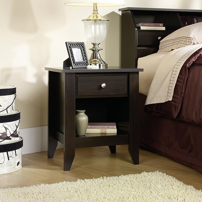 Sauder Night Stand, Jamocha Wood Finish - LeafyLoom