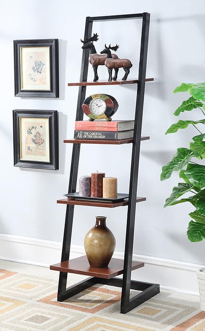 Convenience Concepts Designs2Go 4 Tier Ladder Bookshelf, Black / Cherry - LeafyLoom