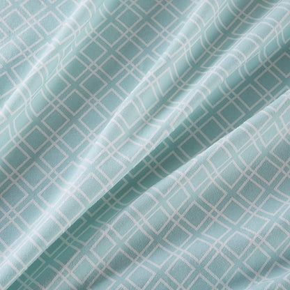 Comfort Spaces Cotton Flannel Breathable Warm Deep Pocket Sheets with Pillow Case Bedding, Full, Aqua Geo 4 Piece - LeafyLoom