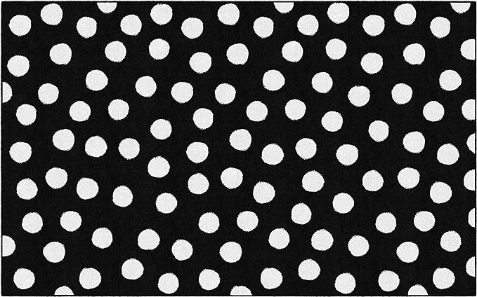 Flagship Carpets Schoolgirl Style Picasso Painted Dots Classroom Area Rug for Indoor Classroom Learning or Kid Bedroom Educational Play Mat, 5'x7'6", Black - LeafyLoom