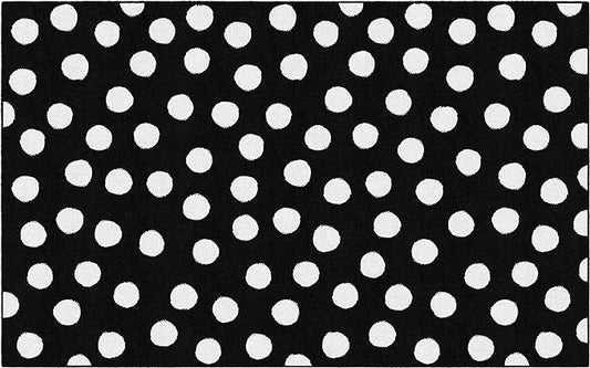 Flagship Carpets Schoolgirl Style Picasso Painted Dots Classroom Area Rug for Indoor Classroom Learning or Kid Bedroom Educational Play Mat, 5'x7'6", Black - LeafyLoom