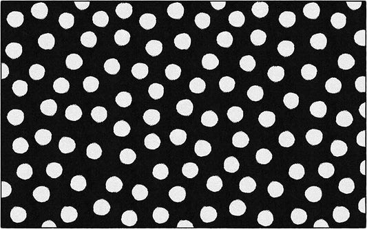 Flagship Carpets Schoolgirl Style Picasso Painted Dots Classroom Area Rug for Indoor Classroom Learning or Kid Bedroom Educational Play Mat, 7'6"x12', Black - LeafyLoom