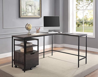 OSP Home Furnishings Contempo L-Shaped Desk, Ozark Ash - LeafyLoom