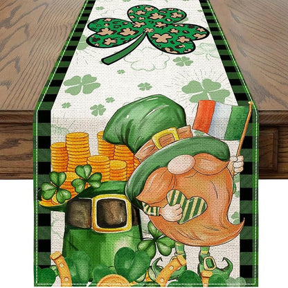 St Patricks Day Table Runner 72 Inches Long Gnome Shamrock Table Runner Happy Saint Patrick’s Day Decor for Kitchen Dining Table Home Party Decorations Unibyby