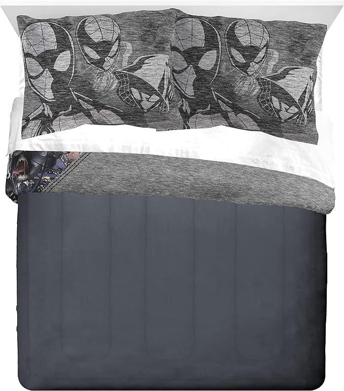 Jay Franco Marvel Spiderman Grunge Queen Comforter & Sham Set - Super Soft Kids Bedding - Fade Resistant Microfiber (Official Marvel Product) - LeafyLoom