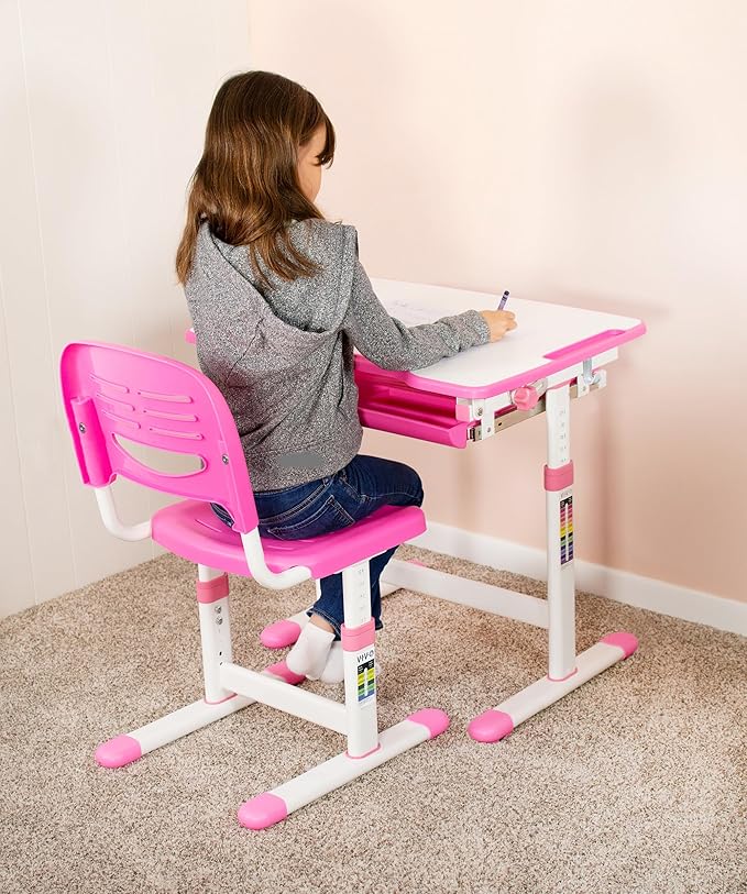 VIVO Height Adjustable Kids Desk Chair, Chair Only, Designed for Interactive Workstation, Universal Children's Ergonomic Seat, Pink, DESK-V201P-CH - LeafyLoom