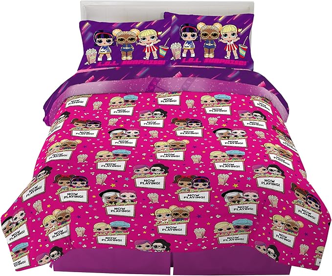 Franco Kids Bedding Super Soft Comforter and Sheet Set, 5 Piece Full Size, LOL Surprise - LeafyLoom