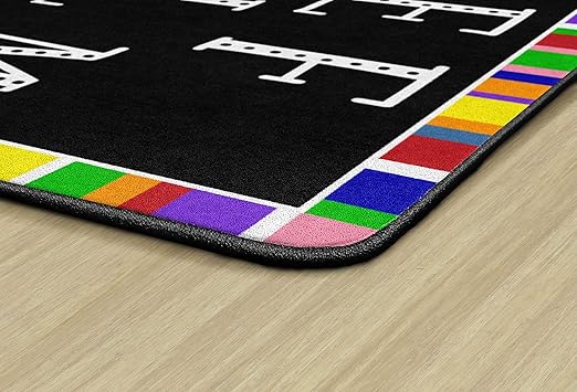 Flagship Carpets Colorful Abc's Multicolor Border Area Rug for Childrens Classroom, at Home Education or Kids Play Room, 7'6" x 12', Rectangle - LeafyLoom