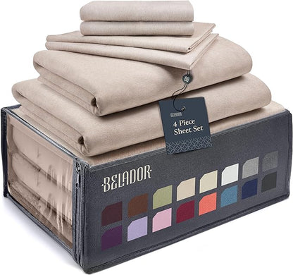 BELADOR Silky Soft Twin XL Sheet Set - Luxury Bed Sheets for Twin XL Size Bed, Secure-Fit Deep Pocket Sheets with Elastic, Breathable Hotel Sheets and Pillowcase Set, Wrinkle Free Oeko-Tex Sheets - LeafyLoom