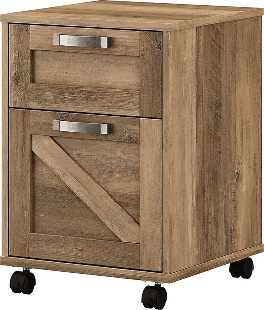 Bush Furniture Knoxville 2 Drawer Mobile File Cabinet, Rolling Document Storage for Home Office, Reclaimed Pine - LeafyLoom