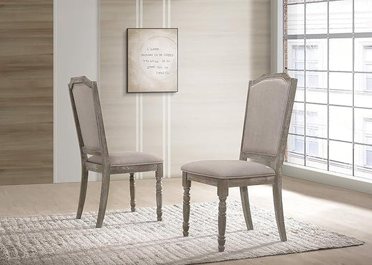 Roundhill Furniture Ferran Wood Pedestal Dining Chair, Reclaimed Gray Set of 2 - LeafyLoom