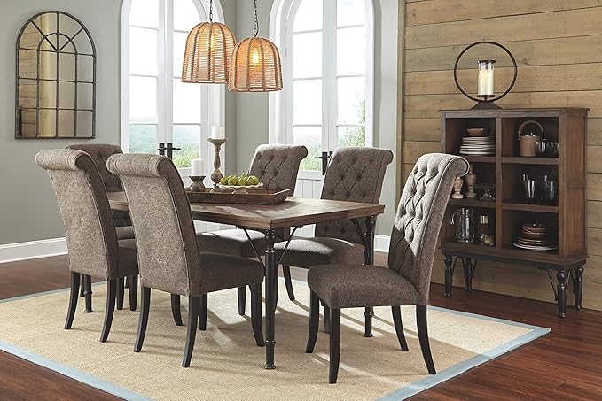 Signature Design by Ashley Tripton Classic Tufted Upholstered 19.63" Armless Dining Chair, 2 Count, Brownish Gray - LeafyLoom