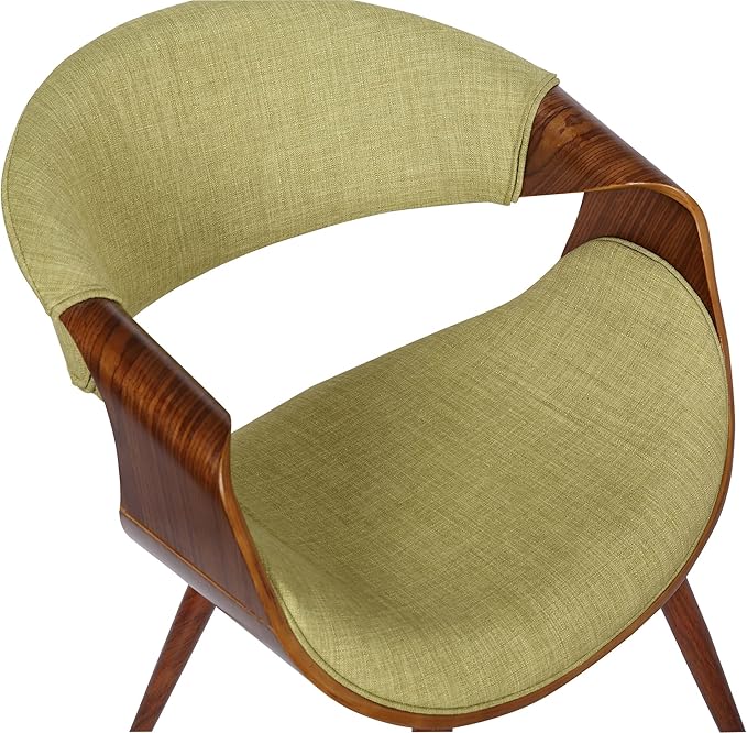 Armen Living Butterfly Mid Century Modern Upholstered Fabric Wood Dining Accent Chair for Kitchen Table Desk Vanity, 22D x 21W x 29H in, Green/Walnut - LeafyLoom