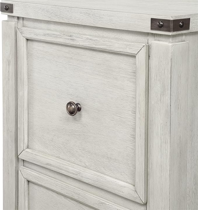 OSP Home Furnishings Designs Baton Rouge 2 Drawer File Cabinet with Rustic Design and Metal Accents, Champagne Oak - LeafyLoom