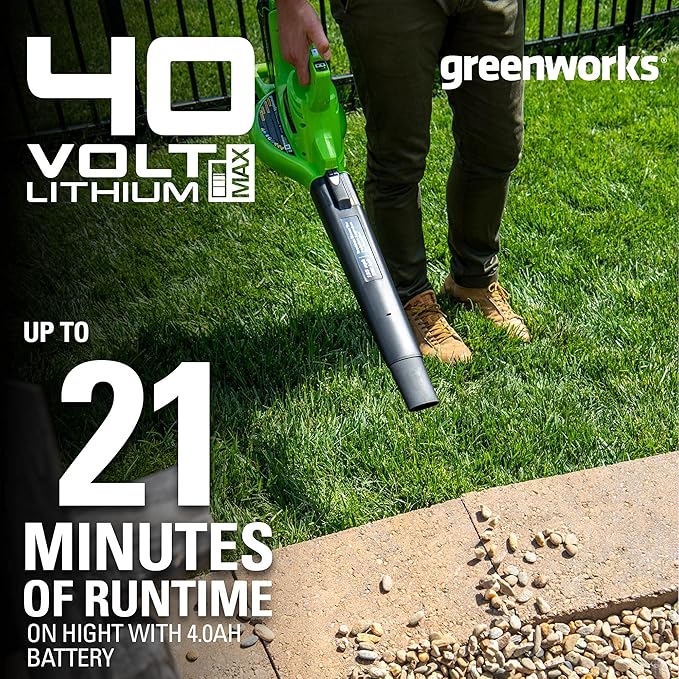 Greenworks 40V (185 MPH / 340 CFM / 75+ Compatible Tools) Cordless Brushless Leaf Blower / Vacuum, Tool Only - LeafyLoom