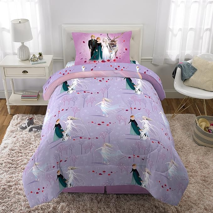 Disney Frozen 2 Kids Bedding Super Soft Comforter And Sheet Set, 4 Piece Twin Size, "Official" Disney Product By Franco - LeafyLoom