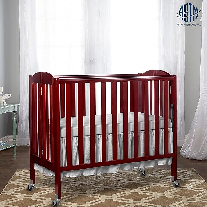 3-in-1 Folding Portable Crib, Cherry, Large - LeafyLoom