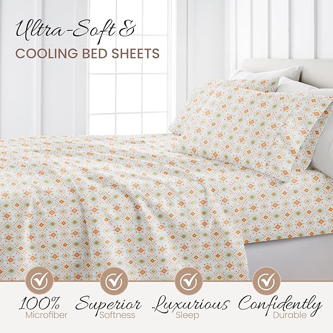 Linen Market 4 Piece Queen Bedding Sheet Set (Navy Blue Scallops) - Sleep Better Than Ever with These Ultra-Soft & Cooling Bed Sheets for Your Queen Size Bed - Deep Pocket Fits 16" Mattress - LeafyLoom