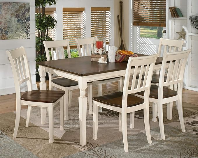 Signature Design by Ashley Whitesburg Cottage Rake Back Dining Chair, Set of 2, Brown & Off-White - LeafyLoom