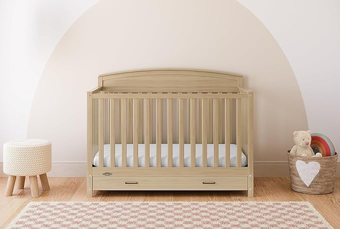 Graco Benton 5-in-1 Convertible Crib (Driftwood) – GREENGUARD Gold Certified, Converts from Baby Crib to Toddler Bed, Daybed and Full-Size Bed, Fits Standard Full-Size Crib Mattress - LeafyLoom