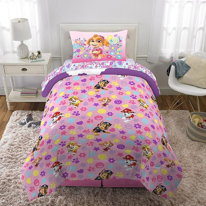 Paw Patrol Girls Kids Bedding Super Soft Comforter and Sheet Set, (4 Piece) Twin Size, (Official) Nickelodeon Product By Franco - LeafyLoom