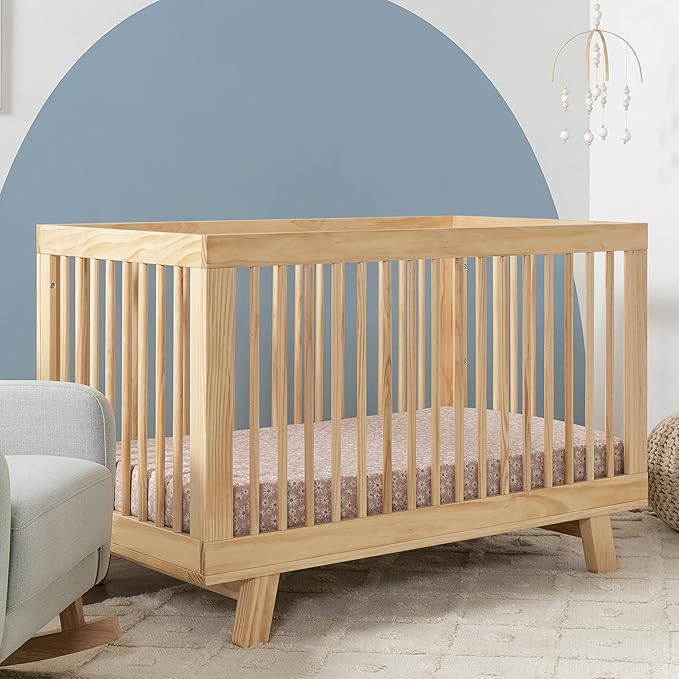 babyletto Hudson 3-in-1 Convertible Crib with Toddler Bed Conversion Kit in Natural, Greenguard Gold Certified - LeafyLoom