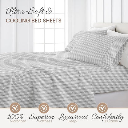 Linen Market 4 Piece Full Bedding Sheet Set (Gray Polaris) - Sleep Better Than Ever with These Ultra-Soft & Cooling Bed Sheets for Your Full Size Bed - Deep Pocket Fits 16" Mattress - LeafyLoom