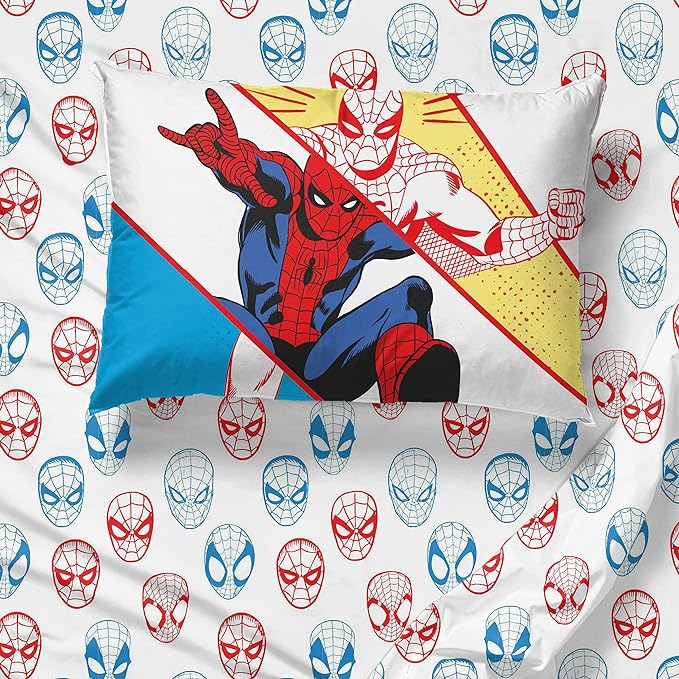 Marvel Spiderman Beyond Amazing 4 Piece Twin Size Bed Set - Includes Comforter & Sheet Set Bedding - Super Soft Fade Resistant Microfiber (Official Product) - LeafyLoom