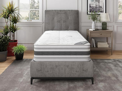 Ottomanson 12" Twin Mattress in a Box Made in USA, Firm Mattress, Hybrid Mattress Cool Improved Airflow with Edge to Edge Pocket Coil, Bed in A Box, Ottopedic - LeafyLoom