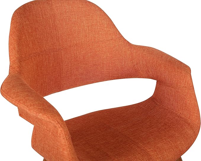 Armen Living Phoebe Mid-Century Modern Fabric Upholstered Dining Chair for Kitchen Table Office Desk Vanity, 24D x 25W x 33H Inch, Orange - LeafyLoom