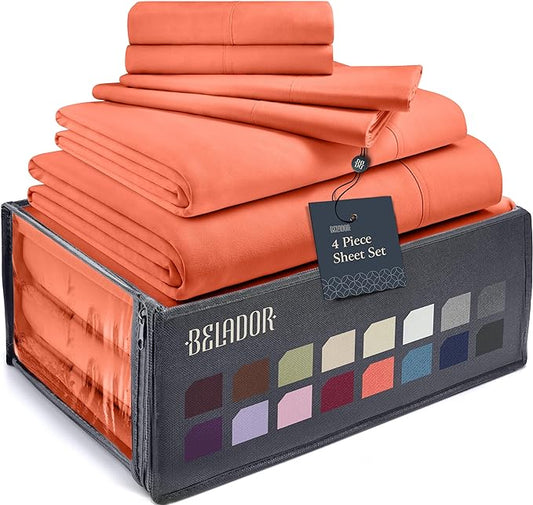 BELADOR Silky Soft Twin Sheet Set - Luxury 4 Piece Bed Sheets for Twin Size Bed, Secure-Fit Deep Pocket Sheets with Elastic, Breathable Hotel Sheets and Pillowcase Set, Wrinkle Free Oeko-Tex Sheets - LeafyLoom