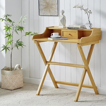 Linon Mable Folding Desk, Natural - LeafyLoom