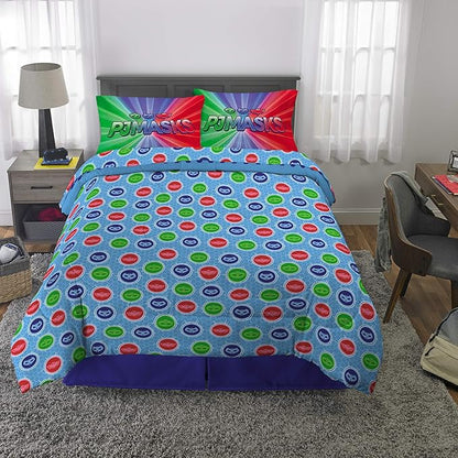 Franco Kids Bedding Super Soft Comforter and Sheet Set, 5 Piece Full Size, PJ Masks - LeafyLoom