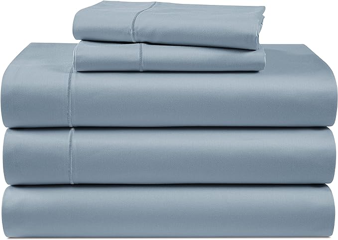 LANE LINEN Split King Sheets for Adjustable Beds - 1000 Thread Count 5 Piece Set 100% Egyptian Cotton Sateen Weave Cool Breathable & Soft 2 Fitted Fits Upto 17" Deep Pockets French Blue - LeafyLoom