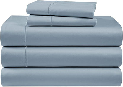 LANE LINEN Split King Sheets for Adjustable Beds - 1000 Thread Count 5 Piece Set 100% Egyptian Cotton Sateen Weave Cool Breathable & Soft 2 Fitted Fits Upto 17" Deep Pockets French Blue - LeafyLoom