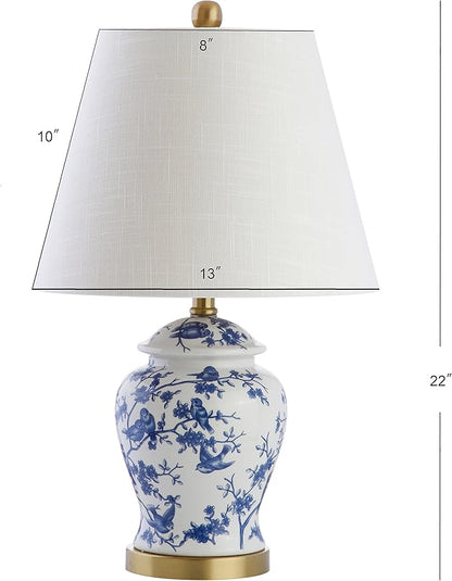 JONATHAN Y JYL3005A Penelope 22" Chinoiserie LED Table Classic Cottage Bedside Desk Nightstand Lamp for Bedroom Living Room Office College Bookcase LED Bulb Included, Blue/White - LeafyLoom