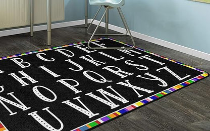 Flagship Carpets Colorful Abc's Multicolor Border Area Rug for Childrens Classroom, at Home Education or Kids Play Room, 4' x 6', Rectangle - LeafyLoom