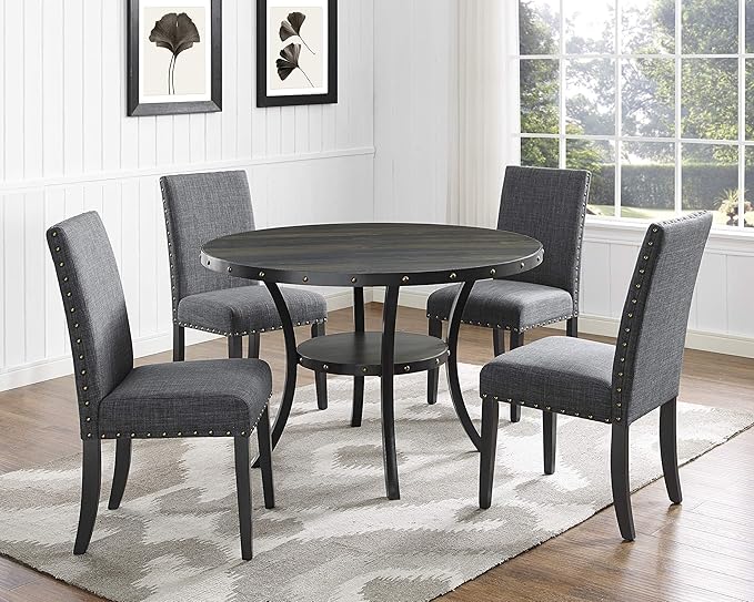 New Classic Furniture Crispin Dining Chair, 2-Pack, Granite - LeafyLoom