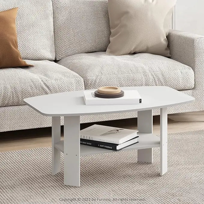 Furinno Simple Design, Coffee Table, White - LeafyLoom