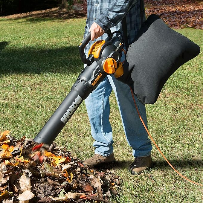 WORX 12 Amp TRIVAC 3-in-1 Electric Leaf Blower/Mulcher/Yard Vacuum - WG512 - LeafyLoom