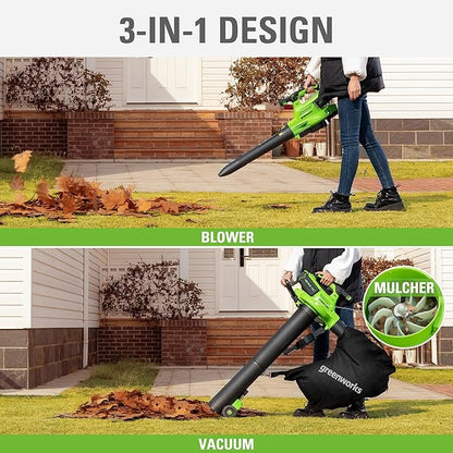 Greenworks 40V (230 MPH / 505 CFM / 75+ Compatible Tools) Cordless Brushless Leaf Blower / Vacuum, Tool Only - LeafyLoom