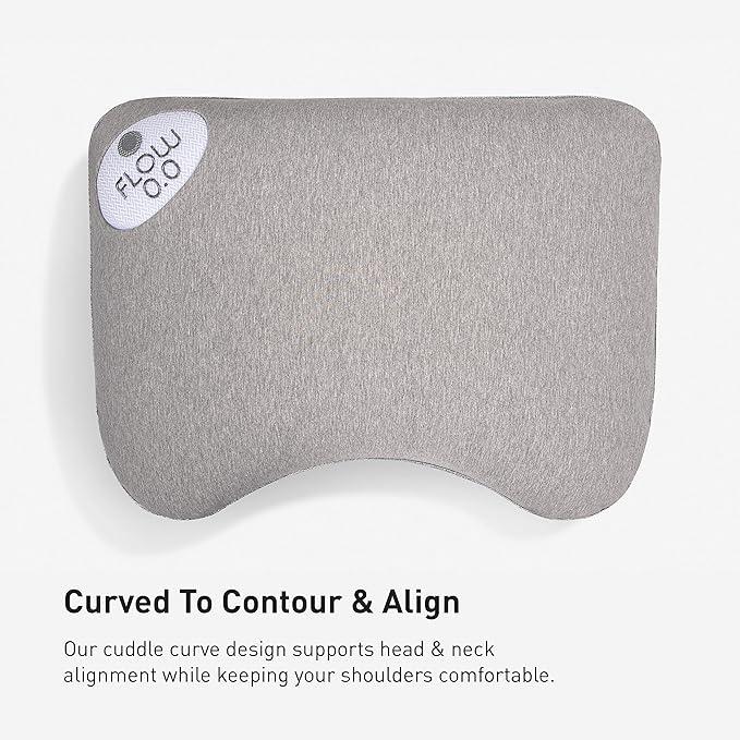 Bedgear Flow Cuddle Curve Pillow - Size 0.0 - Breathable Side Sleeper Pillow - Soft Bed Pillow - Hypoallergenic and Removable Cover - 20" W x 26" L x 4.75" H - LeafyLoom