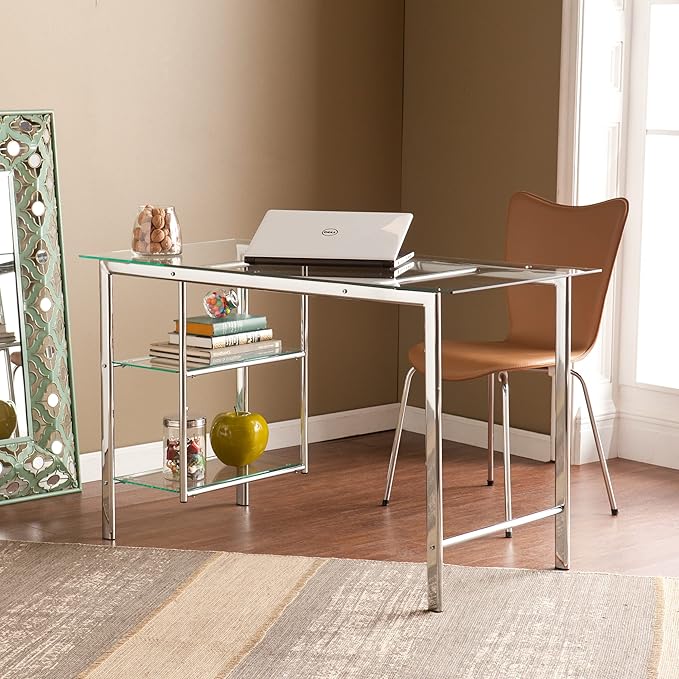 SEI Furniture Oslo Writing Desk, Chrome - LeafyLoom