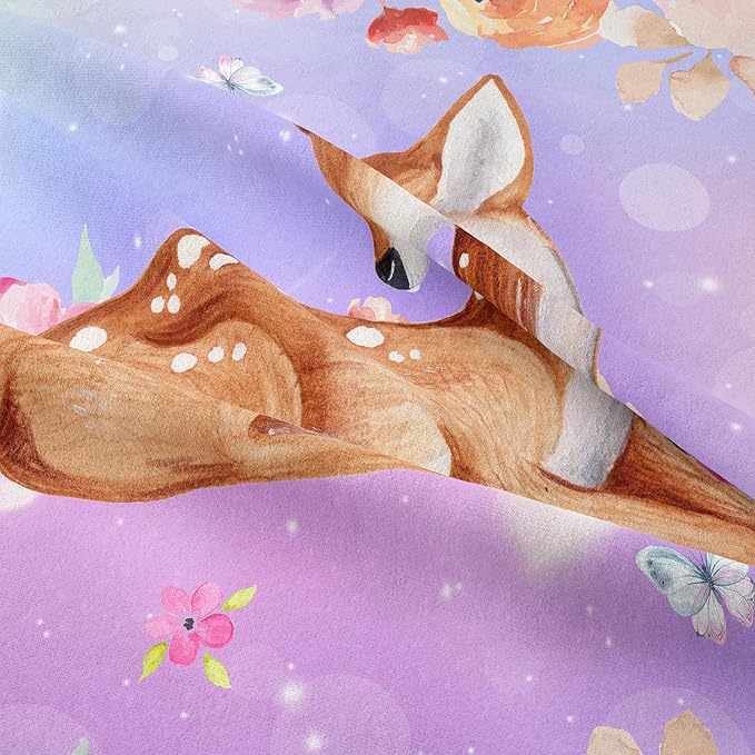 NINENINE Cute Deer Bedding for Girls Kawaii Deer Comforter Sets for Girls,Pink Deer Bedding Twin Bedding Set for Kids Girls,Watercolor Wildlife Comforter with 1 Comforter 1 Pillowcase… - LeafyLoom