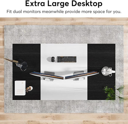 70.8 Inch Executive Desk, Large Computer Office Desk, Modern Simple Business Study Writing Table for Home Office - LeafyLoom