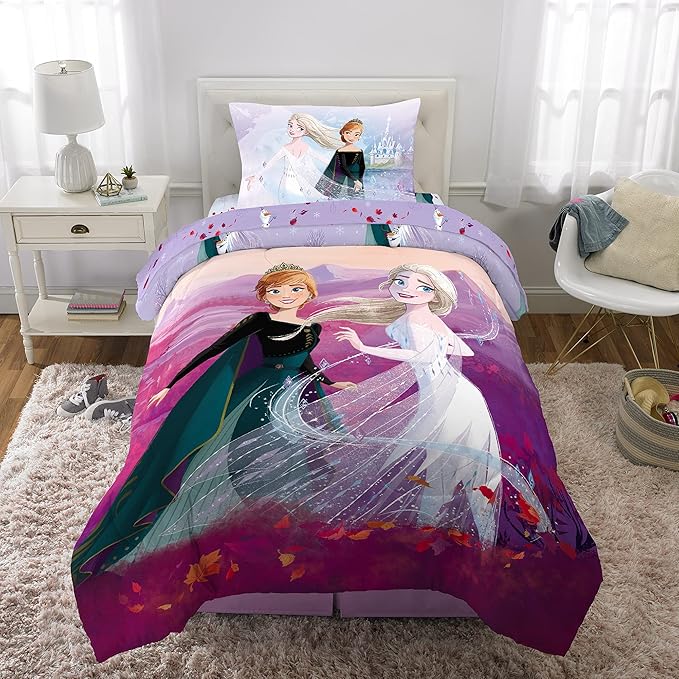 Disney Frozen 2 Kids Bedding Super Soft Comforter And Sheet Set, 4 Piece Twin Size, "Official" Disney Product By Franco - LeafyLoom