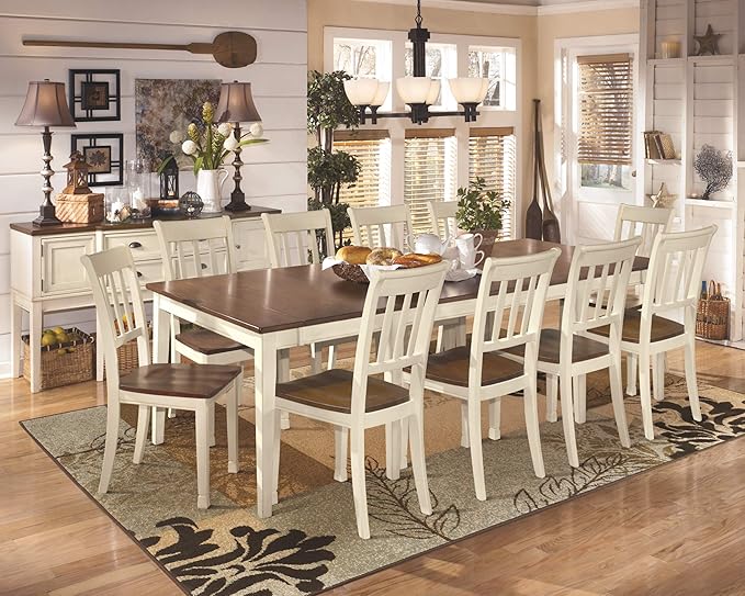 Signature Design by Ashley Whitesburg Cottage Rake Back Dining Chair, Set of 2, Brown & Off-White - LeafyLoom